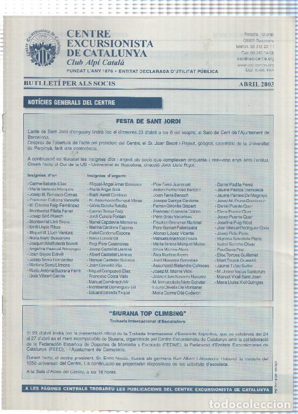 Postkarten: Butlleti: abril 2003 - Centre Excursionista de Catalunya Club Alpi Catala. Listado guia pubilcacion