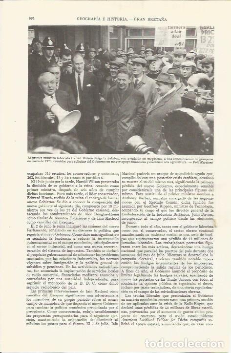 Postales: LAMINA ESPASA 36569: El primer ministro britanico Harold Wilson - Varios