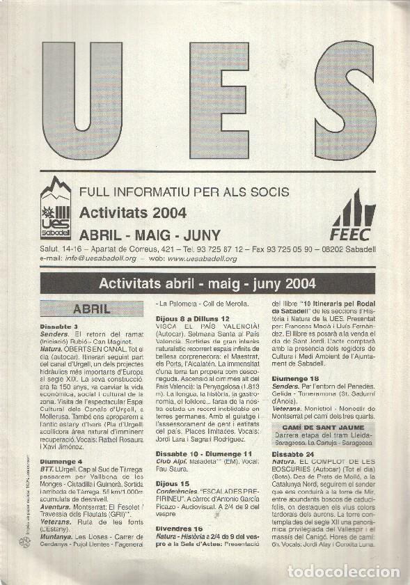 Cartoline: Full Informatiu: UES, Activitats 2000 - Gener, febrer, mar&ccedil; (Unio Excursionista Sabadell) - A la Cer