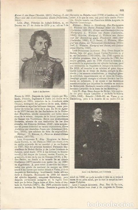 Cartes Postales: LAMINA ESPASA 36262: Luis I de Baviera - Varios