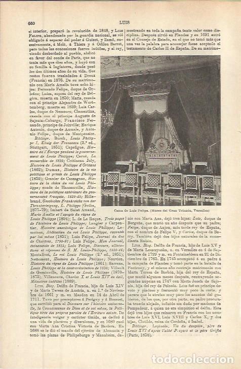 Postais: LAMINA ESPASA 36288: Cama de Luis Felipe en Versalles - Varios