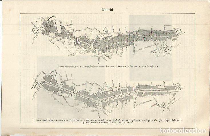 Cartoline: LAMINA ESPASA 36434: Fincas expropiadas en Madrid en 1907 - Varios