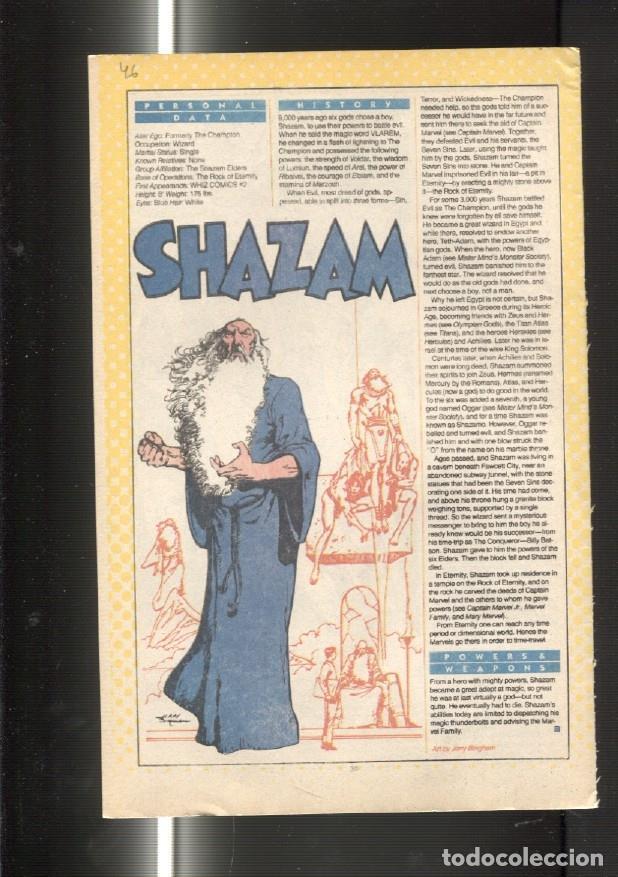 Postcards: Ficha personaje DC Comics numero 046: Shazam y The Shark - VARIOS
