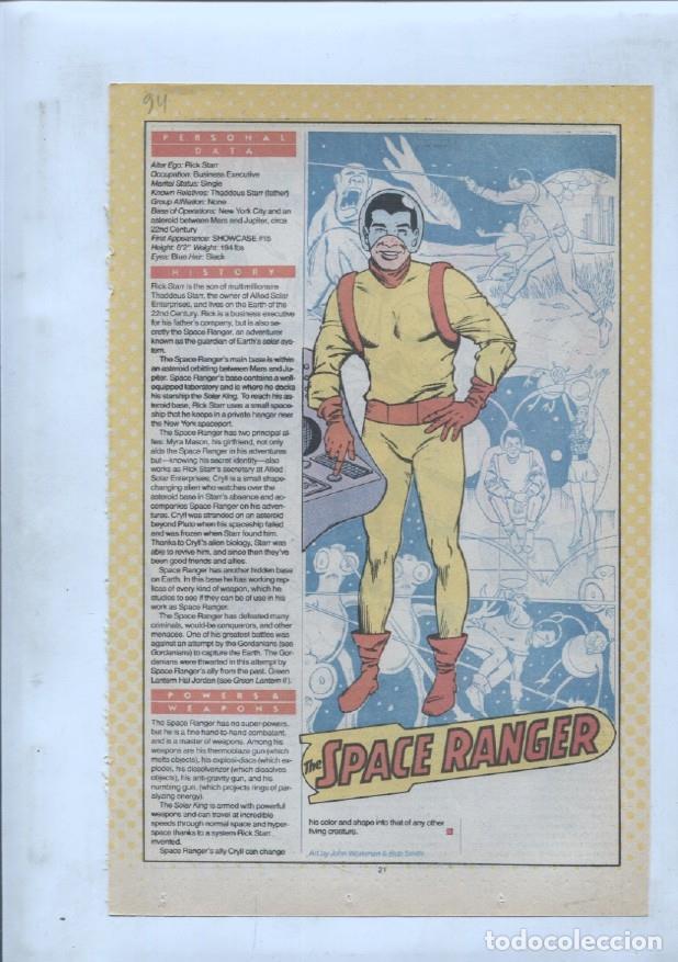 Postcards: Ficha personaje DC Comics numero 094: The Space Ranger y Spanners Galaxy - VARIOS