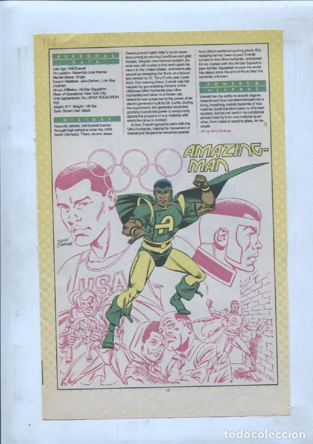 Postcards: Ficha personaje DC Comics numero 100: Amazin-Man y Amazo - VARIOS
