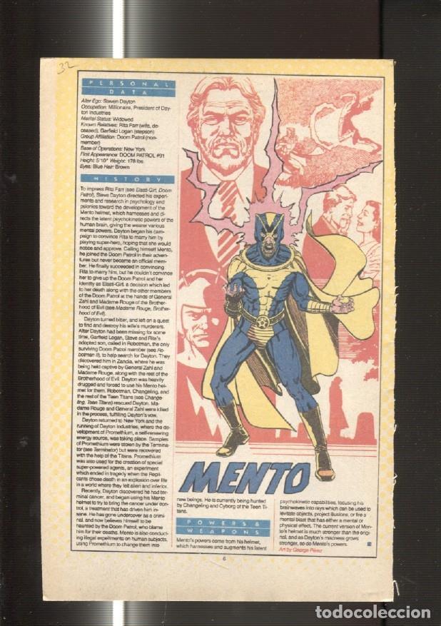 Postcards: Ficha personaje DC Comics numero 032: Mento y Mazing Man - VARIOS