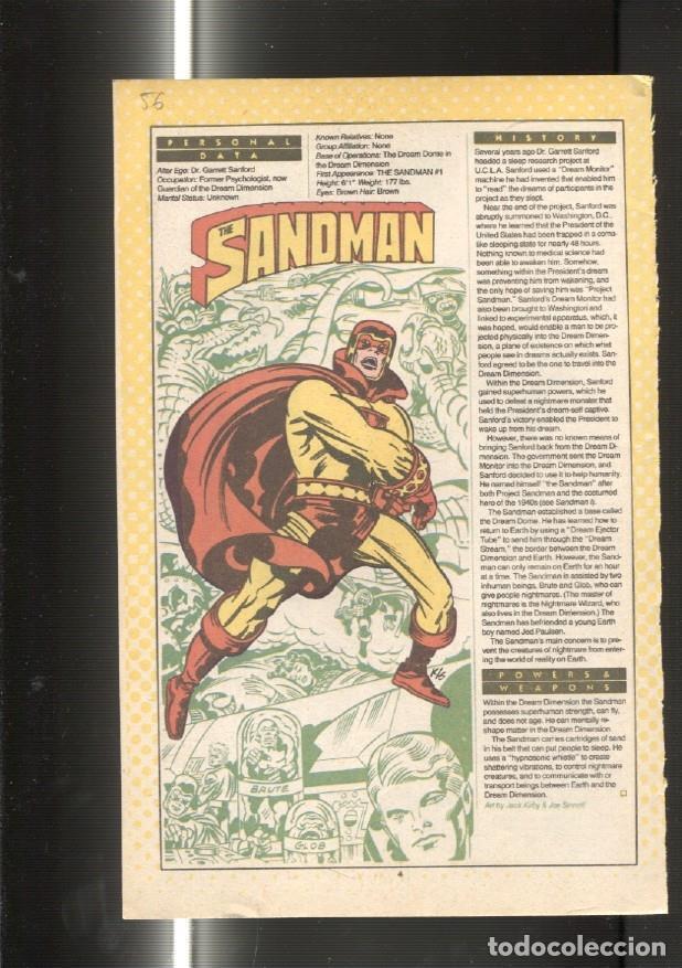 Postcards: Ficha personaje DC Comics numero 056: The Sandman y The Sandman - VARIOS