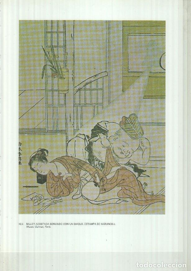 Postkarten: Japon el imperio del sol naciente lamina 45: Mujer acostada so&ntilde;ando con un diablo, estampa de Haruno