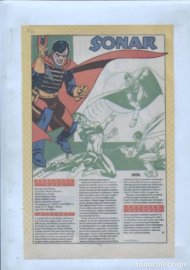 Postcards: Ficha personaje DC Comics numero 092: Sonar y Son of Vulcan - VARIOS