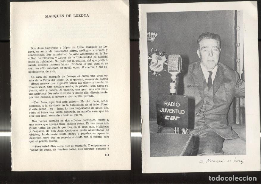 Cartoline: Entrevista con Marques de Lozoya: foto + 17 paginas entrevista -