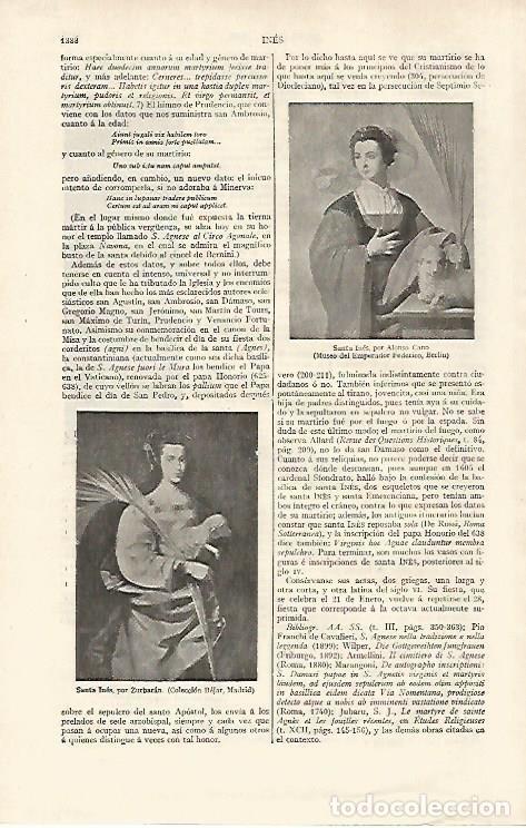 Postais: LAMINA ESPASA 30366: Santa Ines por Alonso Cano y por Zurbaran - Varios