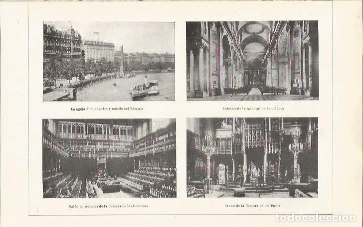 Postais: LAMINA ESPASA 37118: Muelle del Tamesis, interior de San Paboo, sala de la Camara de los Comunes y T