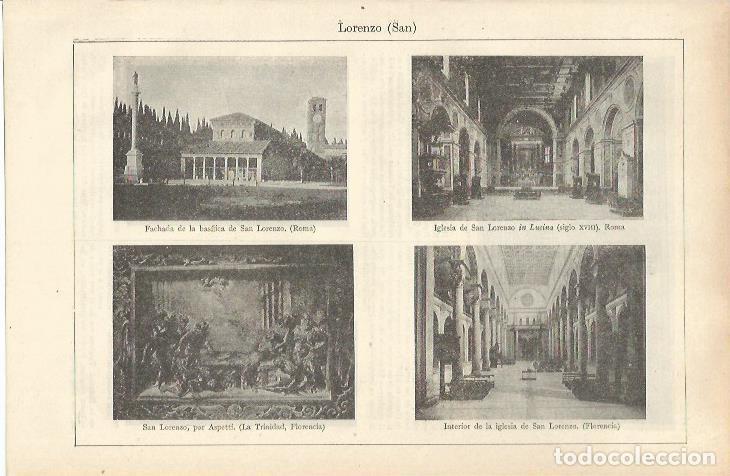 Postkarten: LAMINA ESPASA 37163: Iglesias dedicadas a San Lorenzo en Roma y Florencia - Varios