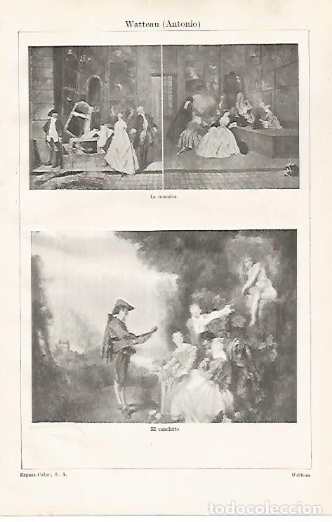 Postais: LAMINA ESPASA 30532: La muestra y El Concierto por Watteau - Varios