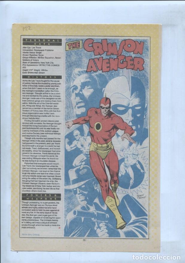 Postcards: Ficha personaje DC Comics numero 122: The Crimson Avenger y Croc - VARIOS
