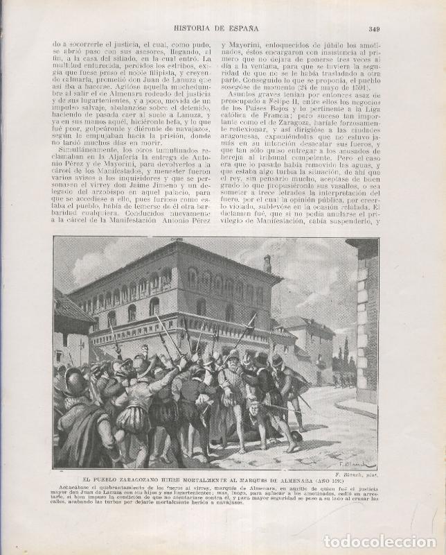 Cartes Postales: Historia de Espa&ntilde;a lamina 205: El pueblo zaragozano hiere al marques de almenara (1591) - Varios