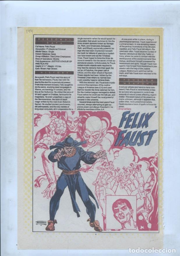 Cartes Postales: Ficha personaje DC Comics numero 144: Felix Faust + Felicity - VARIOS
