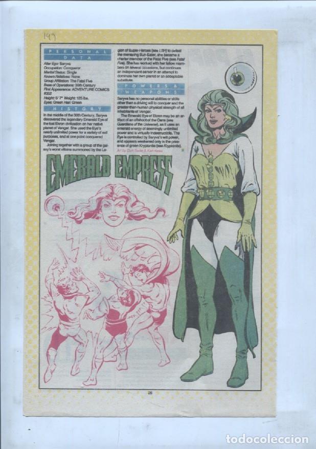 Cartes Postales: Ficha personaje DC Comics numero 149: Emerald Empress + El papagayo + Elv - VARIOS