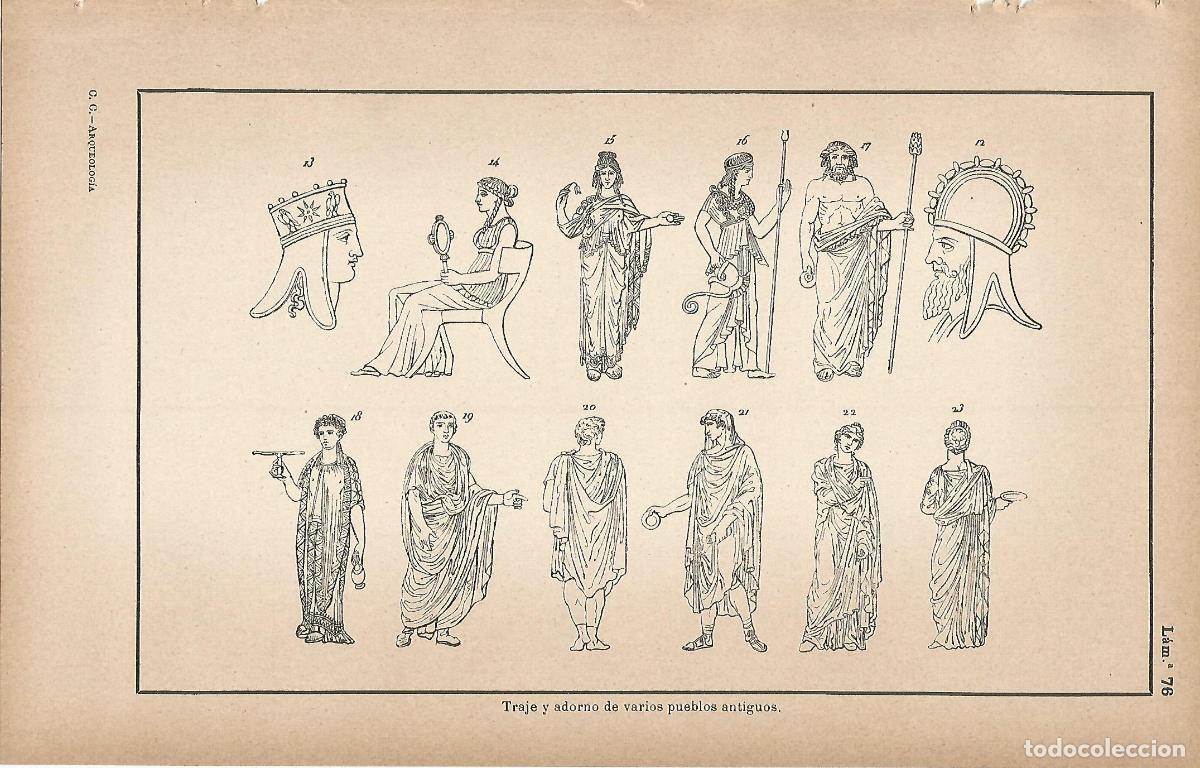 Postcards: Lamina 076: Trajes de pueblos antiguos - C&eacute;sar Cant&uacute;
