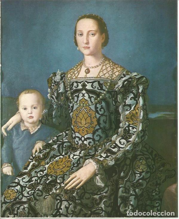 Postcards: LAMINA 25378: Retrato de Leonor de Toledo con su hijo Juan, por Bronzino - M. Lenzini y E. Michelett