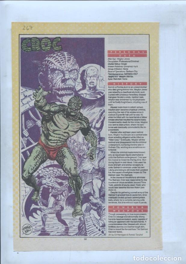 Cartes Postales: Ficha personaje DC Comics numero 267: Croc + The Crimson Avenger - VARIOS