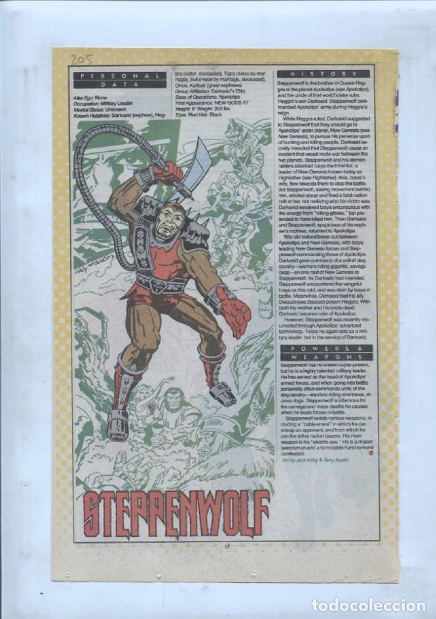 Postales: Ficha personaje DC Comics numero 205: Steppenwolf + Steelclaw - VARIOS