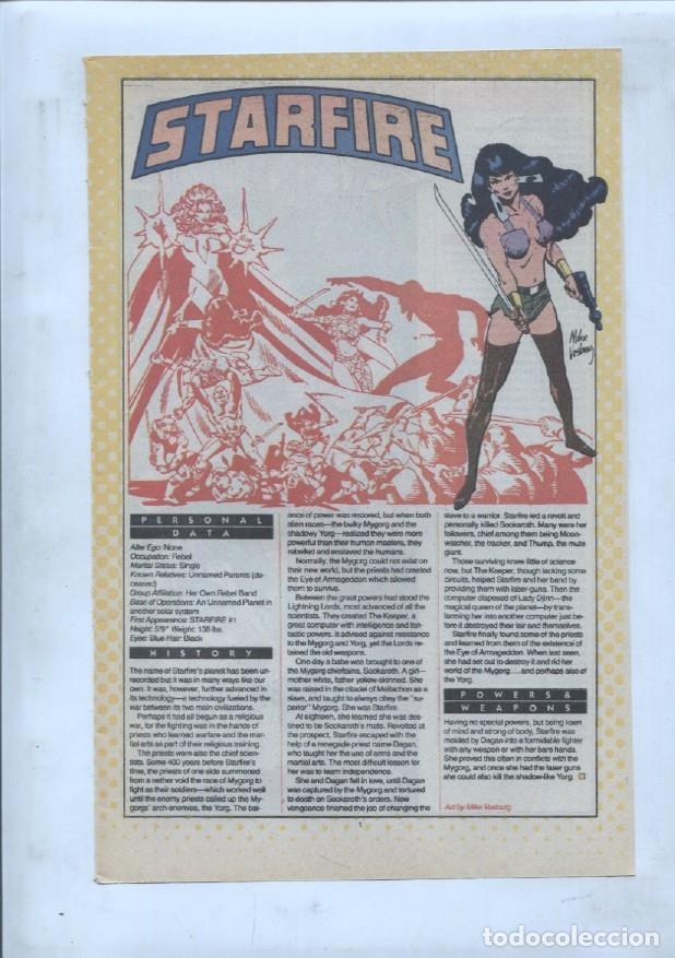 Postales: Ficha personaje DC Comics numero 210: Starfire + Starfire - VARIOS - Foto 2