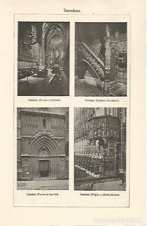 Postales: LAMINA ESPASA 30818: Interior de la Catedral de Barcelona - Varios
