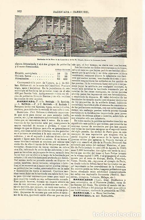 Postales: LAMINA ESPASA 30845: Barricadas en la Plaza de la Concorde y Rue Royale de Paris - Varios