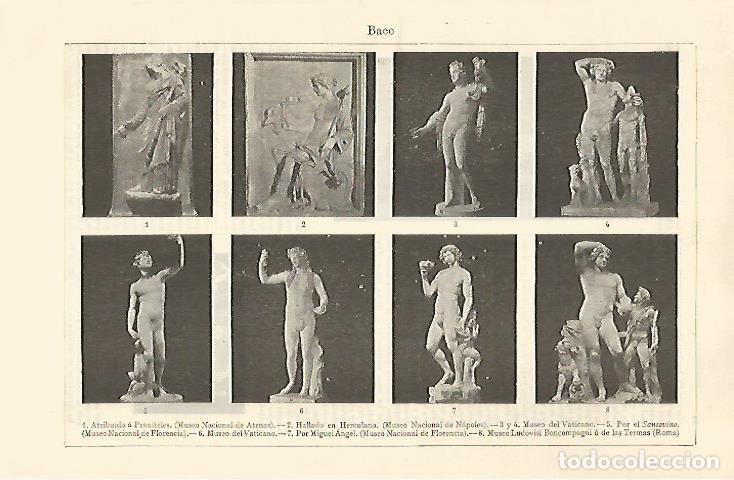 Postales: LAMINA ESPASA 30932: Esculturas clasicas representando a Baco - Varios