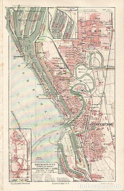Postales: LAMINA ESPASA 30993: Plano de Brema Alemania - Varios