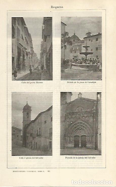 Postales: LAMINA ESPASA 31073: Calles e iglesia de Requena Valencia - Varios
