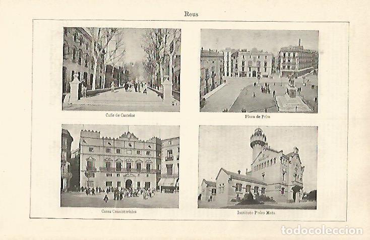 Postales: LAMINA ESPASA 31104: Vistas de Reus Tarragona - Varios