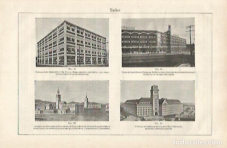 Postales: LAMINA ESPASA 31136: Talleres de The Piston Ring Ford A. Casarramona y National - Varios