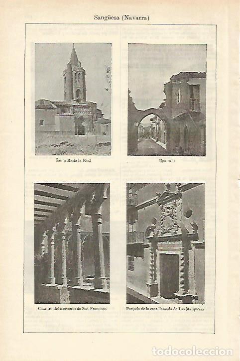 Postales: LAMINA ESPASA 18426: Vistas de Sanguesa Navarra - Varios