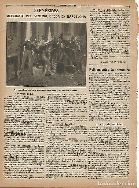 Postales: LAMINA 11720: Efemerides asesinato del General Bassa en Barcelona - Varios