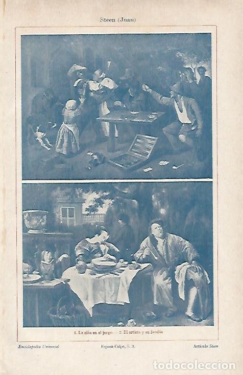Postales: LAMINA ESPASA 7339: La ri&ntilde;a en el juego y El artista y su familia por Steen - Varios