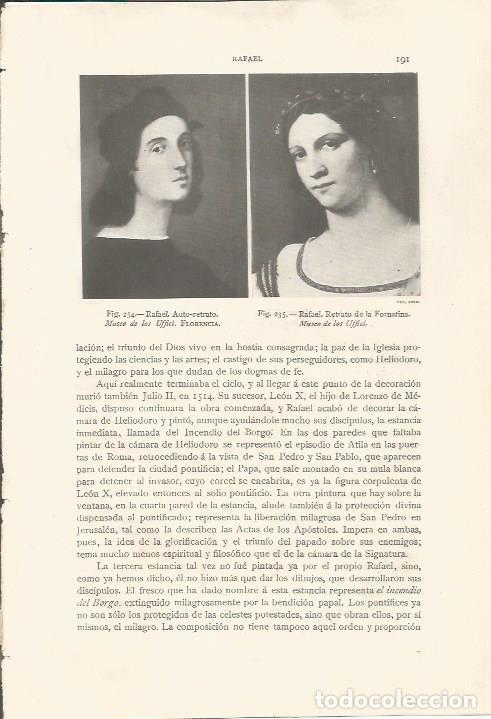 Cartoline: LAMINA 26818: Autorretrato y retrato de la Fornarina, por Rafael - J. Pijoan