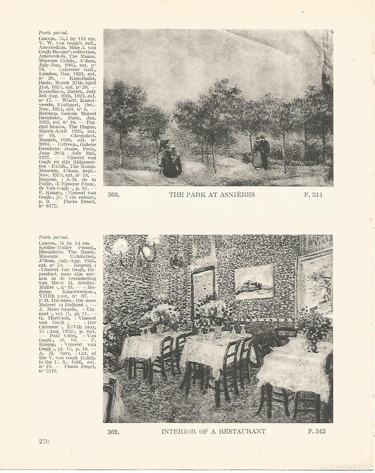 Cartoline: LAMINA 1325: VAN GOGH. The Park at Asnieres. Interior of a Restaurant - J.B. de la FAILLE