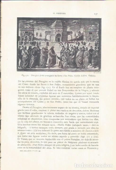 Postales: LAMINA 26794: Jesus entregando las llaves a San Pedro, por Perugino - J. Pijoan