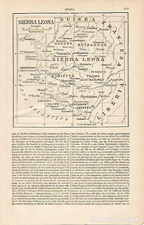 Cartes Postales: LAMINA ESPASA 695: Mapa de Sierra Leona - Varios autores
