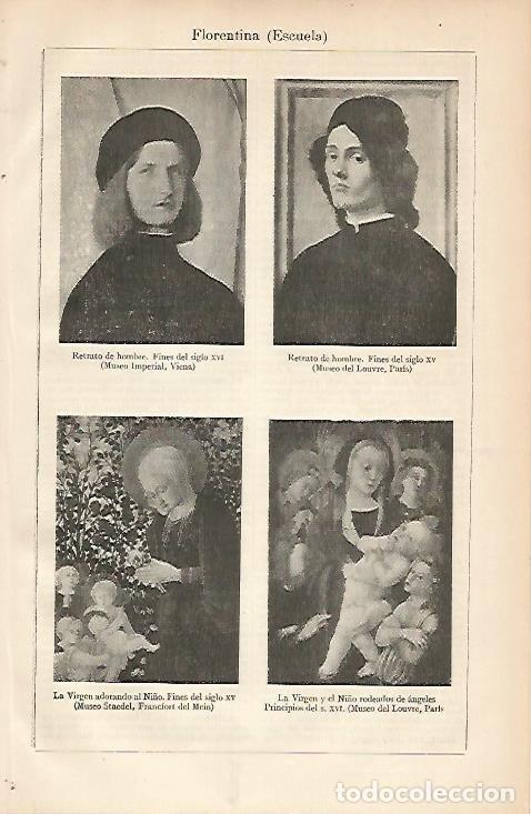 Postales: LAMINA ESPASA 3381: Obras de la Escuela Florentina - Varios Autores