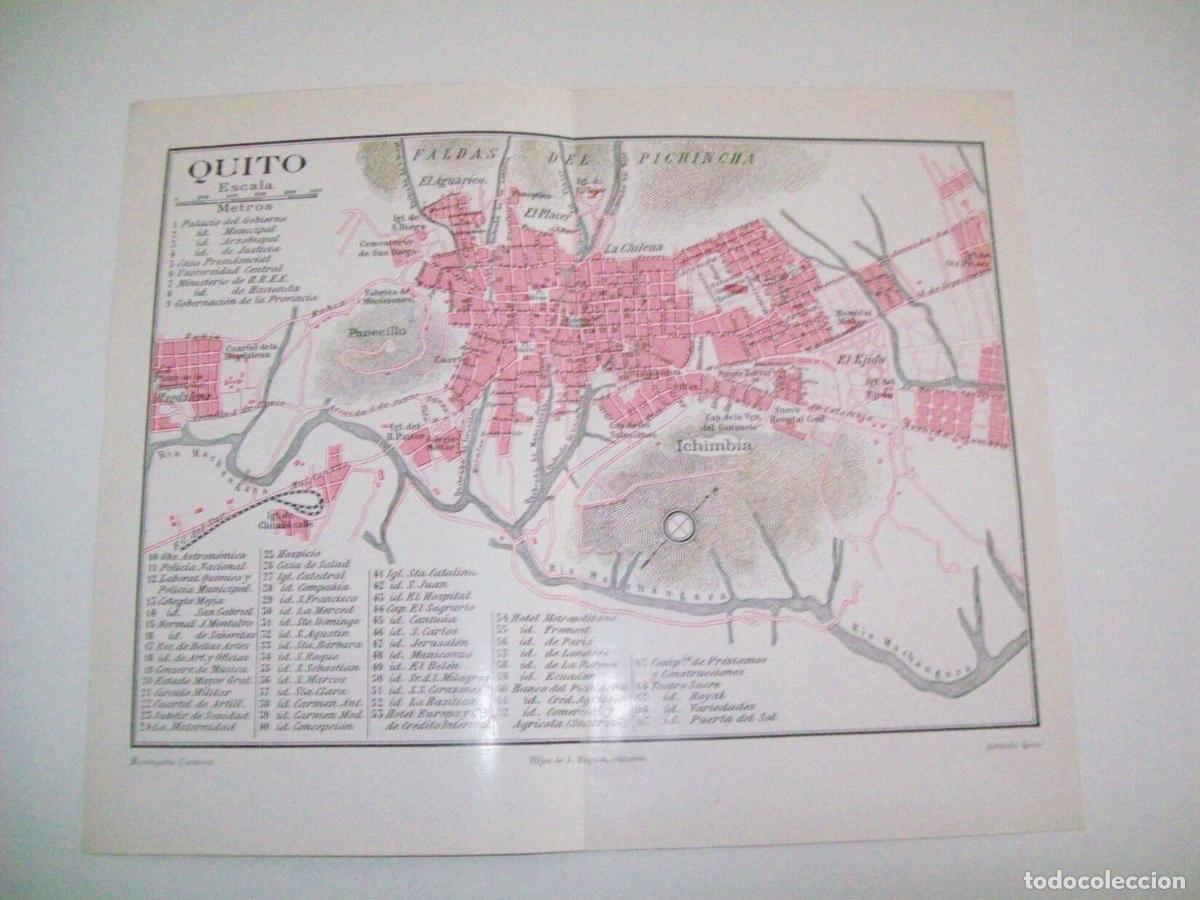 Postales: LAMINA ESPASA 3844: Plano de Quito Ecuador - Varios Autores
