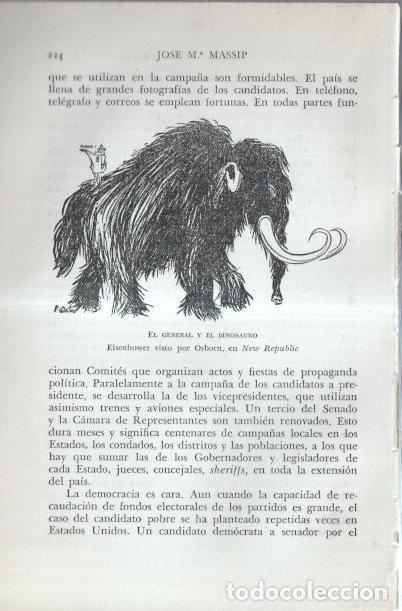 Cartes Postales: Los Estados Unidos: Lamina numerada 60: caricatura campa&ntilde;a Eisenhower -