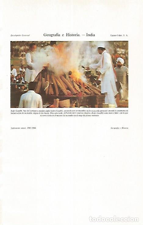 Cartoline: LAMINA ESPASA 31267: Incineracion de Indira Gandhi. Su hijo enciende la pira - Varios
