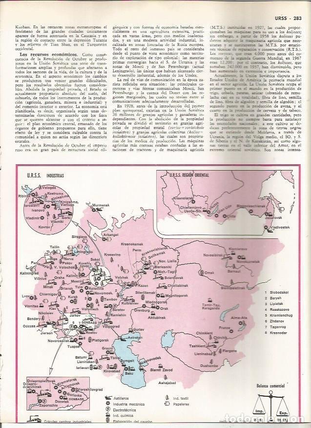 Cartoline: LAMINA MONITOR 0887: Mapa de industrias de la URSS - Varios