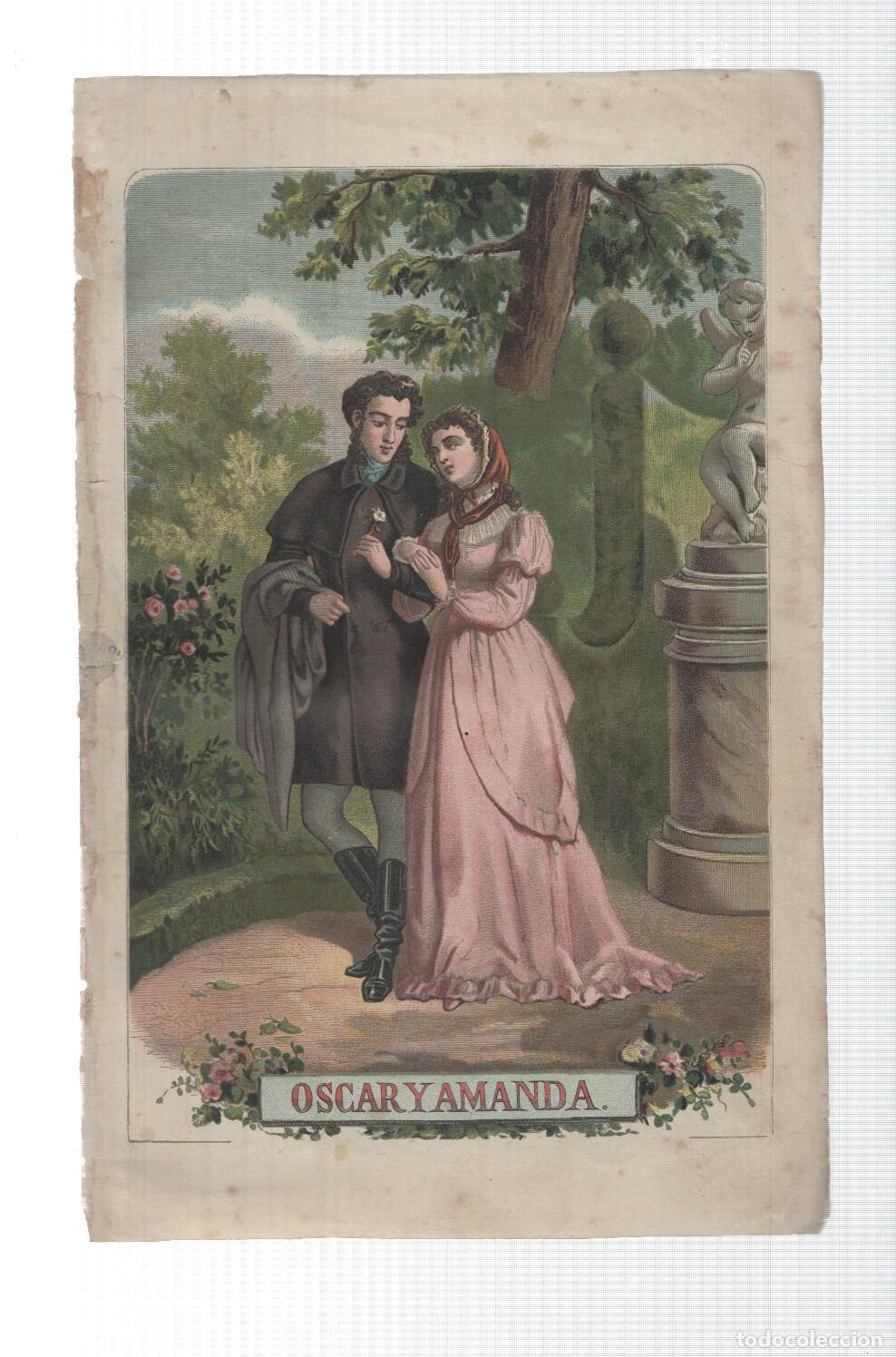 Postais: Lamina numero 01: Oscar y Amanda (amor y virtud triunfante), (se ignora nombre del ilustrador) -