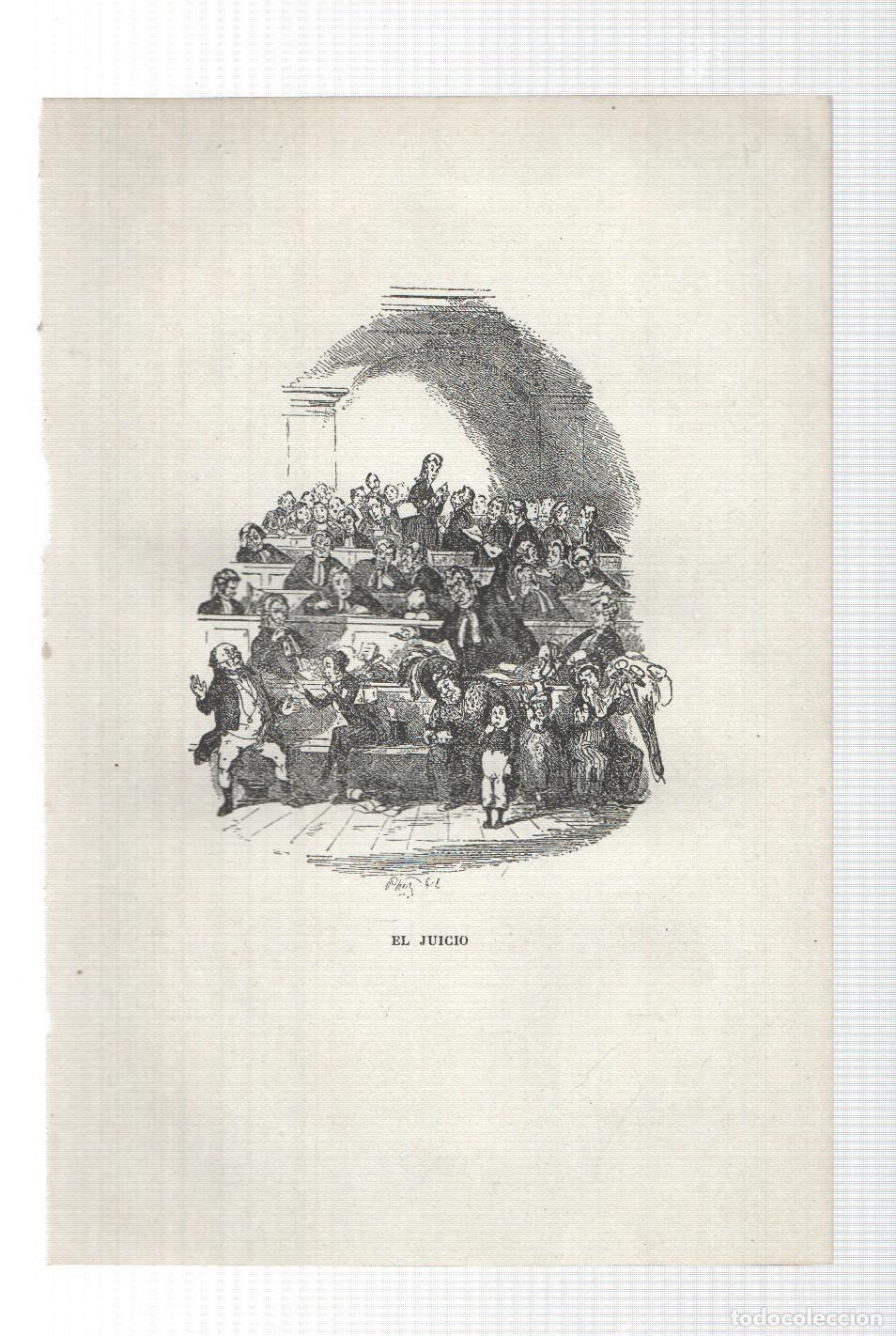 Postais: Lamina numero 04: El juicio (ilustracion de Seymour y Phiz, obra Club Pickwick) -