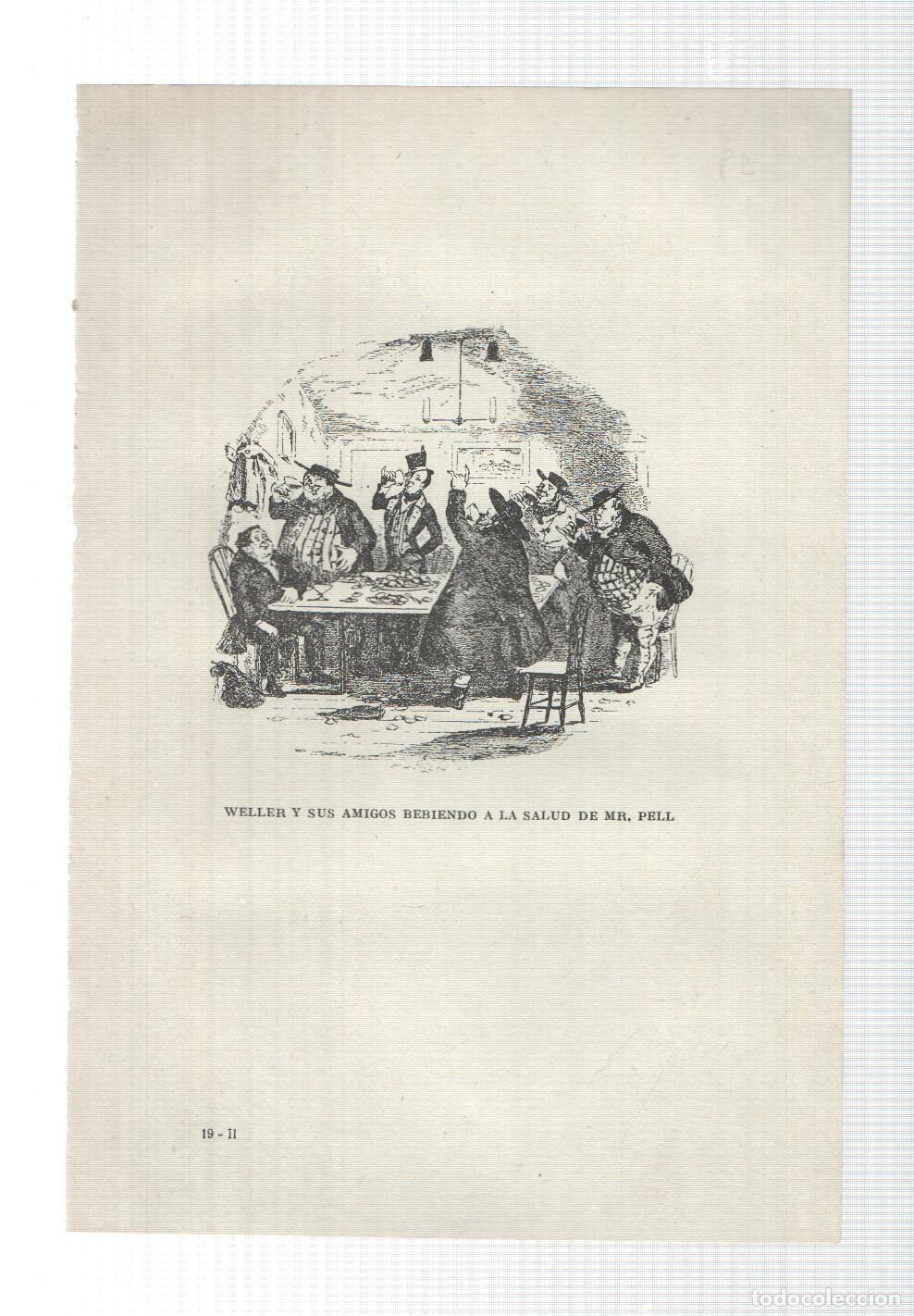 Cartes Postales: Lamina numero 19: Weller y sus amigos bebiendo a la salud de Mr. Pell (ilustracion de Seymour y Phi