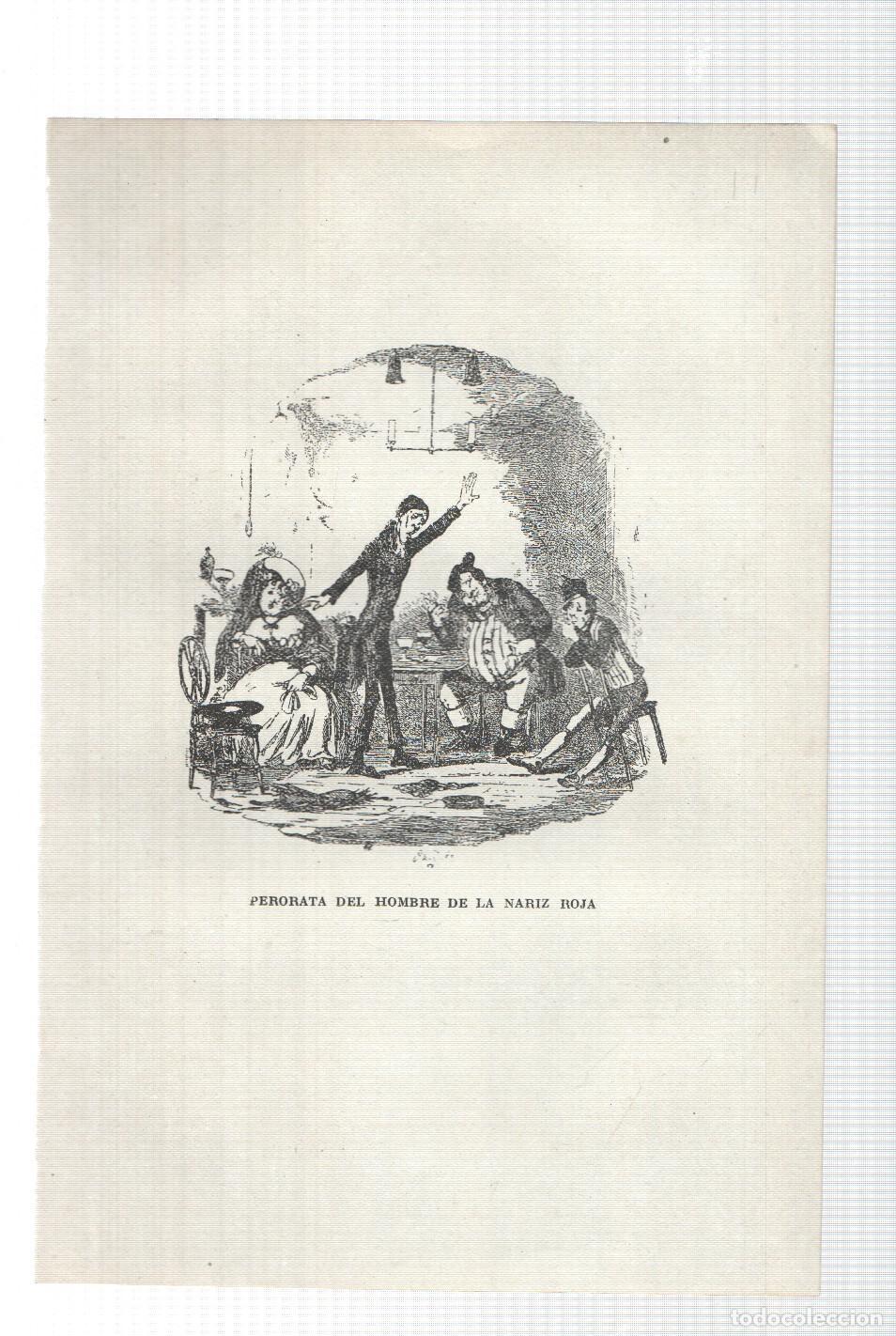 Postkarten: Lamina numero 11: Perorata del hombre de la nariz roja (ilustracion de Seymour y Phiz, obra Club Pic